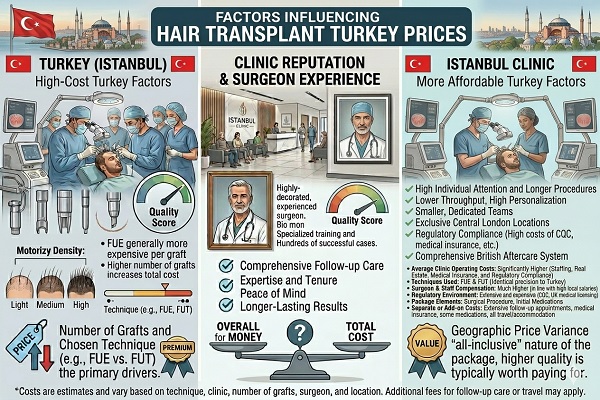 Factors influencing hair transplant in turkey costs