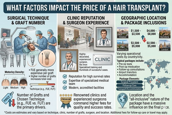 What factors impact the price of a hair transplant?