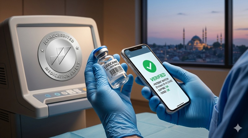 Sistema digital de gestión de medicamentos MMU para prevenir la toxicidad por anestesia en clínicas certificadas en Turquía 2026.