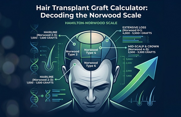 Hair Transplant Graft Calculator: How Many Grafts Do You Need Based on the Norwood Scale?