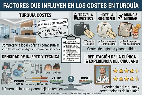 Factores que influyen en el coste de trasplante capilar en Turquía