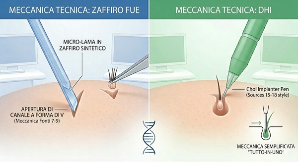 Confronto della meccanica tecnica tra FUE Zaffiro e DHI